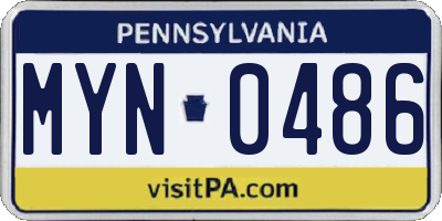 PA license plate MYN0486