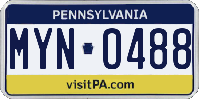 PA license plate MYN0488