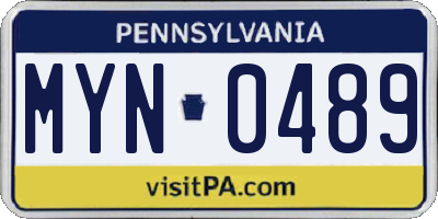 PA license plate MYN0489