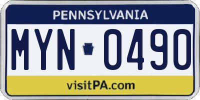 PA license plate MYN0490