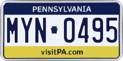 PA license plate MYN0495