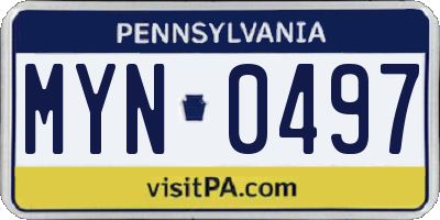 PA license plate MYN0497