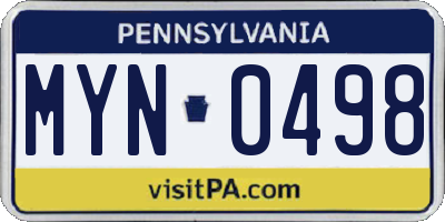 PA license plate MYN0498