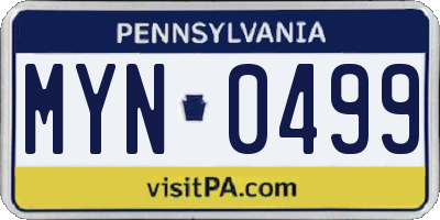 PA license plate MYN0499