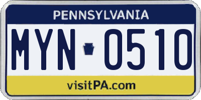 PA license plate MYN0510