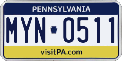 PA license plate MYN0511