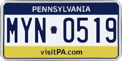 PA license plate MYN0519