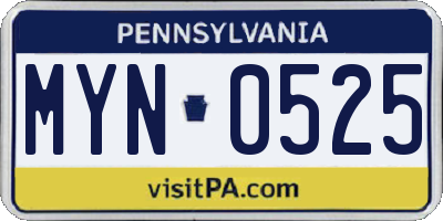 PA license plate MYN0525