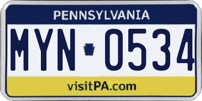 PA license plate MYN0534