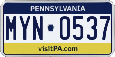 PA license plate MYN0537