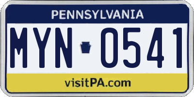PA license plate MYN0541