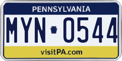 PA license plate MYN0544