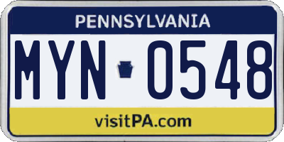 PA license plate MYN0548