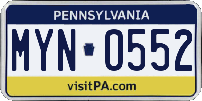PA license plate MYN0552