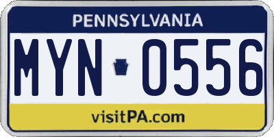PA license plate MYN0556