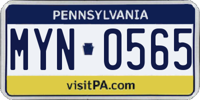 PA license plate MYN0565