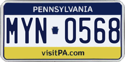 PA license plate MYN0568
