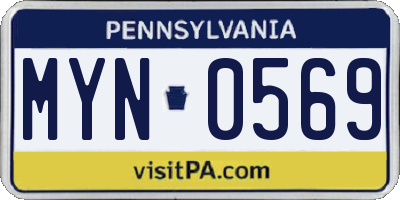 PA license plate MYN0569