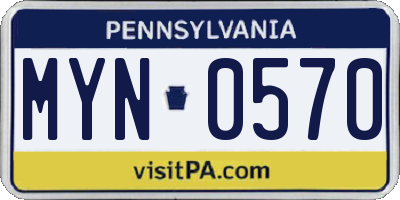 PA license plate MYN0570