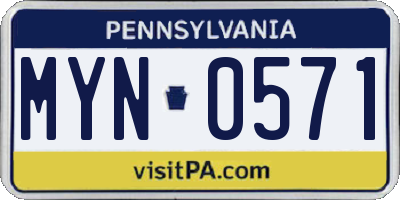PA license plate MYN0571