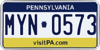 PA license plate MYN0573