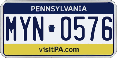 PA license plate MYN0576