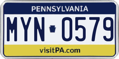PA license plate MYN0579