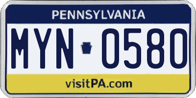 PA license plate MYN0580