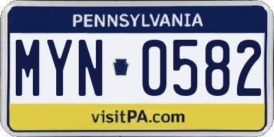 PA license plate MYN0582
