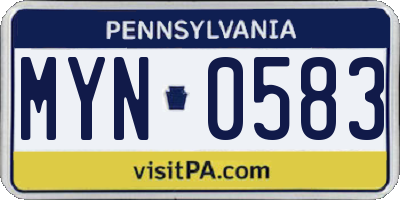 PA license plate MYN0583
