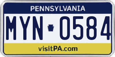 PA license plate MYN0584