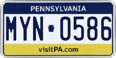 PA license plate MYN0586