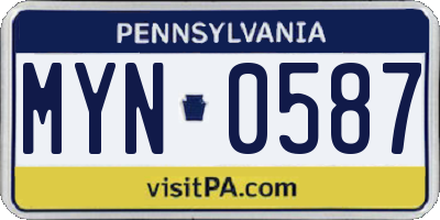 PA license plate MYN0587