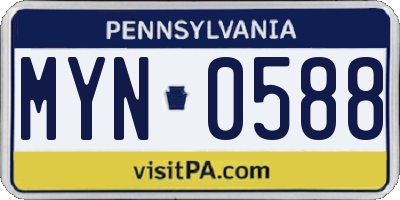 PA license plate MYN0588