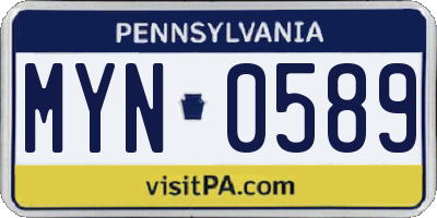 PA license plate MYN0589