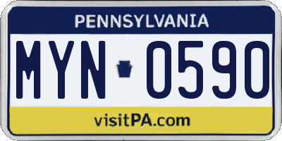 PA license plate MYN0590
