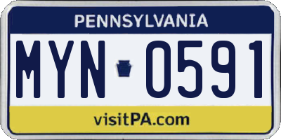 PA license plate MYN0591