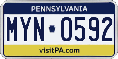 PA license plate MYN0592