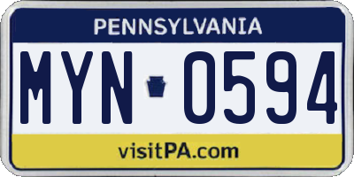 PA license plate MYN0594