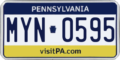 PA license plate MYN0595