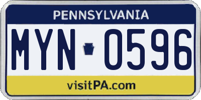 PA license plate MYN0596