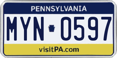 PA license plate MYN0597