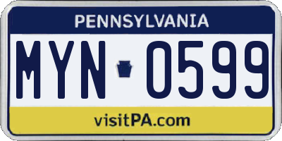 PA license plate MYN0599