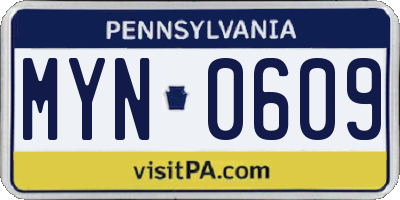 PA license plate MYN0609