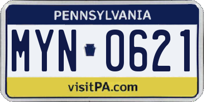 PA license plate MYN0621