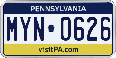PA license plate MYN0626