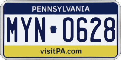 PA license plate MYN0628