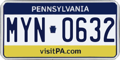 PA license plate MYN0632