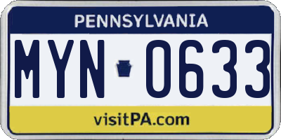PA license plate MYN0633