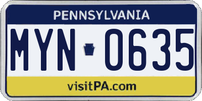 PA license plate MYN0635